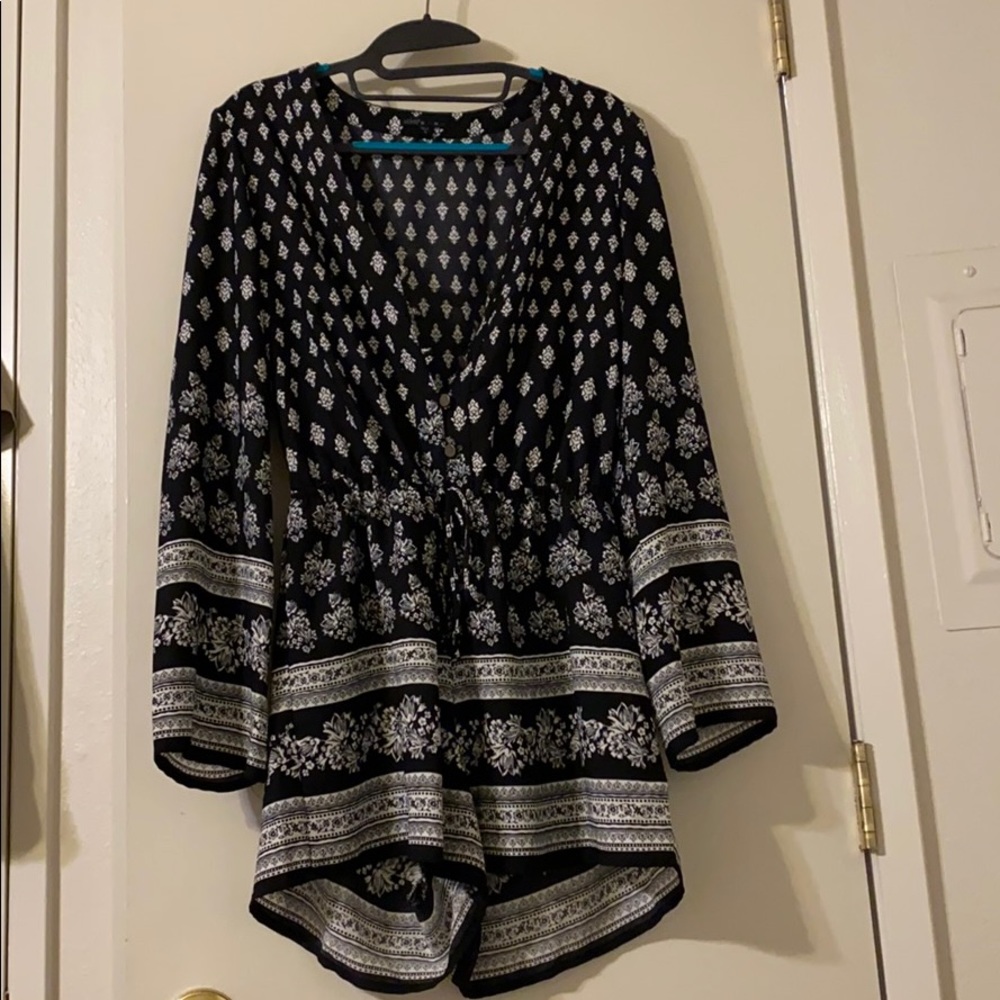 Black floral romper
